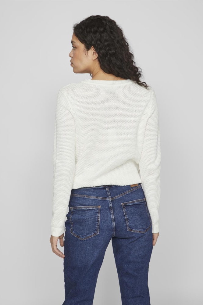 VIDALO O-NECK L/S KNIT TOP/SU - NOO 14082767 WHITE ALYSSUM